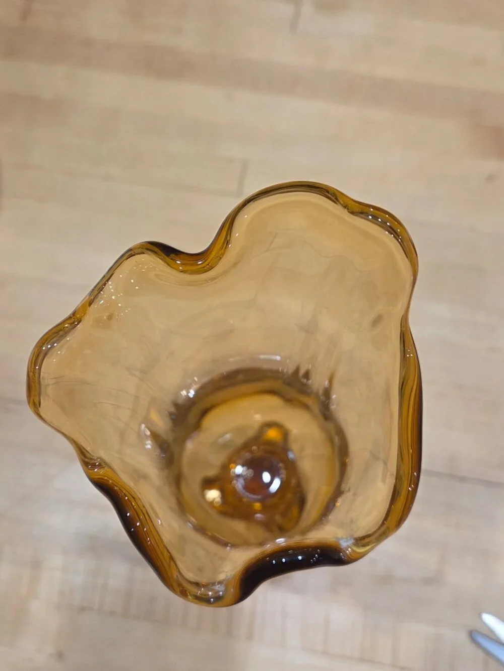 Vintage MCM Viking Amber Epic Drape Swung Vase 12.5